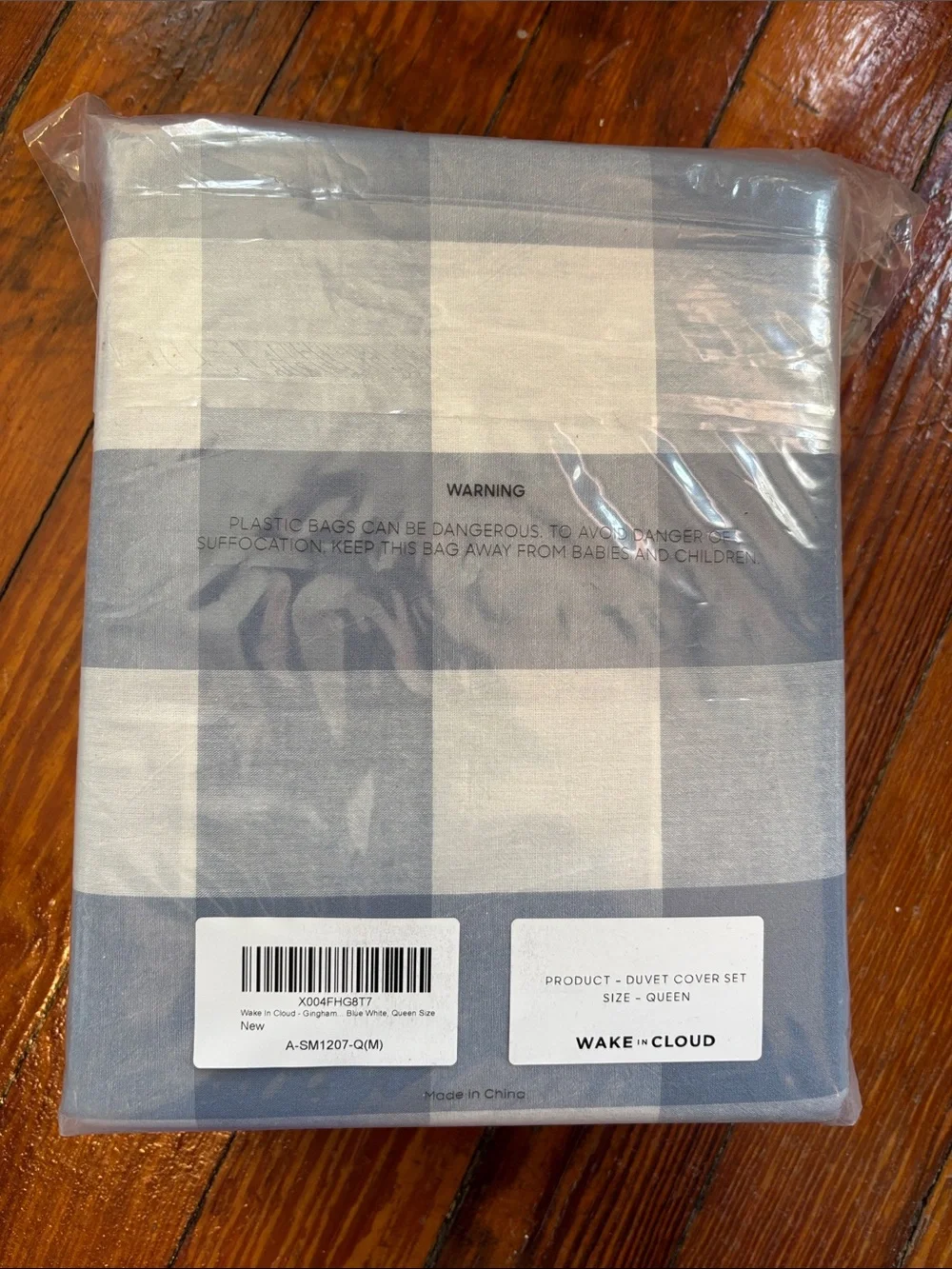 Blue Gingham Duvet Cover Light Blue Plaid Queen Set with 2 Pillowcases NWT